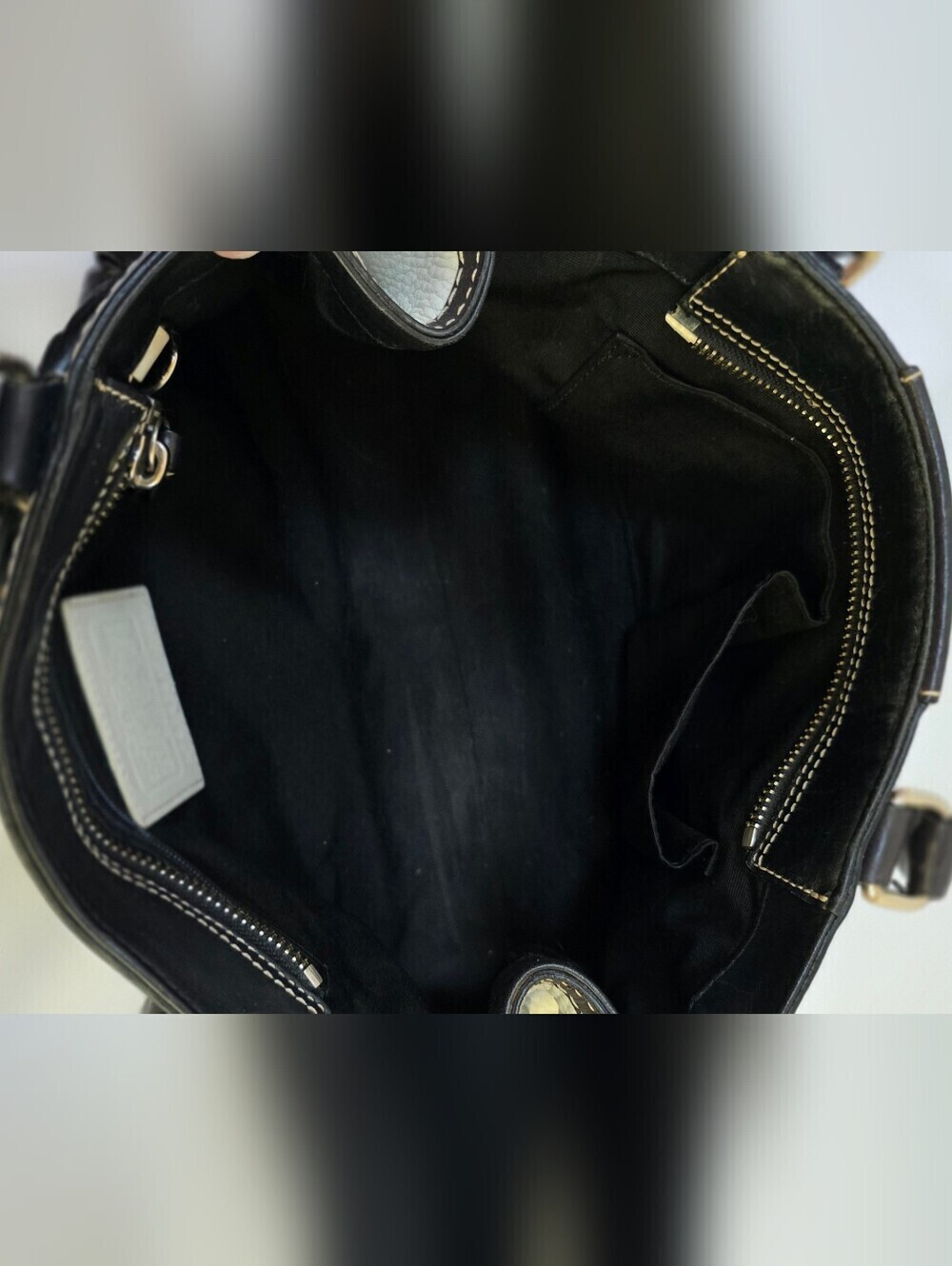 Coach Hamptons F13031 Ivory Black Pebbled Leather Braided Satchel Y2K - Picture 10 of 13